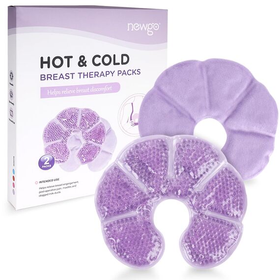 NEWGO 3 in 1 Eispoch Kalt-/Warmkompresse, wiederverwendbar, für Brusttherapie, 2 Stück (Violett)