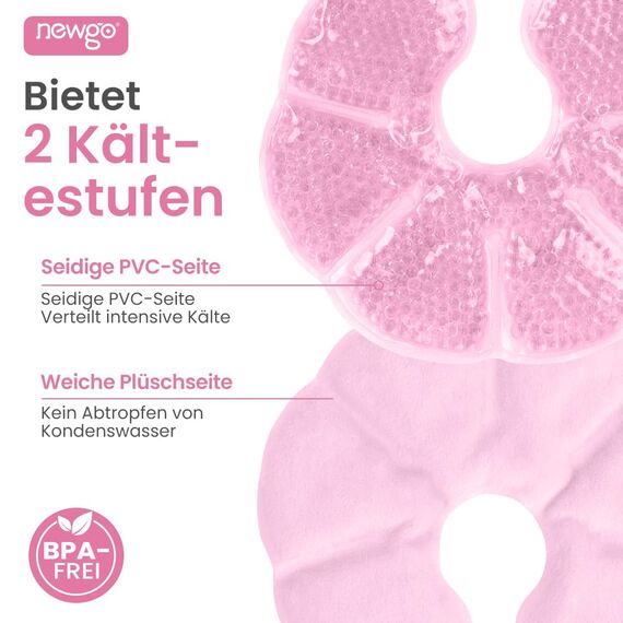 NEWGO 3-in-1 Kühlpads Brust Stillen, 2 Stück Kühlpads für die Brust, Weicher Stoff Zurück Fleece(Rosa) 20cm X 17cm