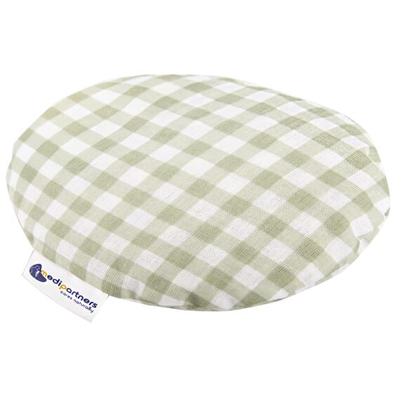 Medi Partners Kirschkernkissen Mikrowelle für Babys 180g rund 15cm Körnerkissen Wärmekissen 100% Baumwolle Öko Natur - Kirschkernkissen Wärme + Kältetherapie Massagetherapie (Kariert)