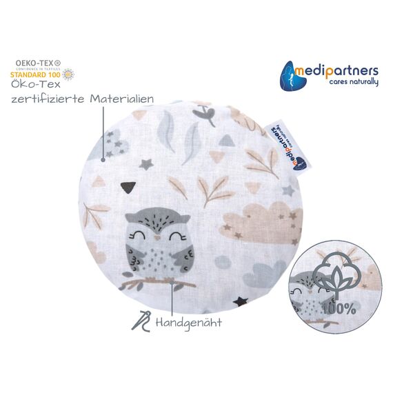 Medi Partners Kirschkernkissen Mikrowelle für Babys 180g rund 15cm Körnerkissen Wärmekissen 100% Baumwolle Öko Natur - Kirschkernkissen Wärme + Kältetherapie Massagetherapie (Lichtung)