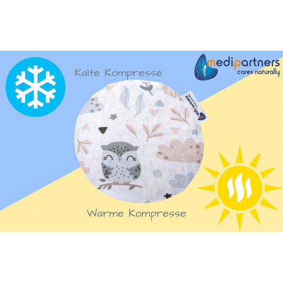 Medi Partners Kirschkernkissen Mikrowelle für Babys 180g rund 15cm Körnerkissen Wärmekissen 100% Baumwolle Öko Natur - Kirschkernkissen Wärme + Kältetherapie Massagetherapie (Lichtung)