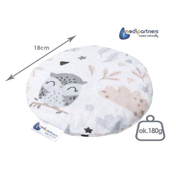 Medi Partners Kirschkernkissen Mikrowelle für Babys 180g rund 15cm Körnerkissen Wärmekissen 100% Baumwolle Öko Natur - Kirschkernkissen Wärme + Kältetherapie Massagetherapie (Lichtung)
