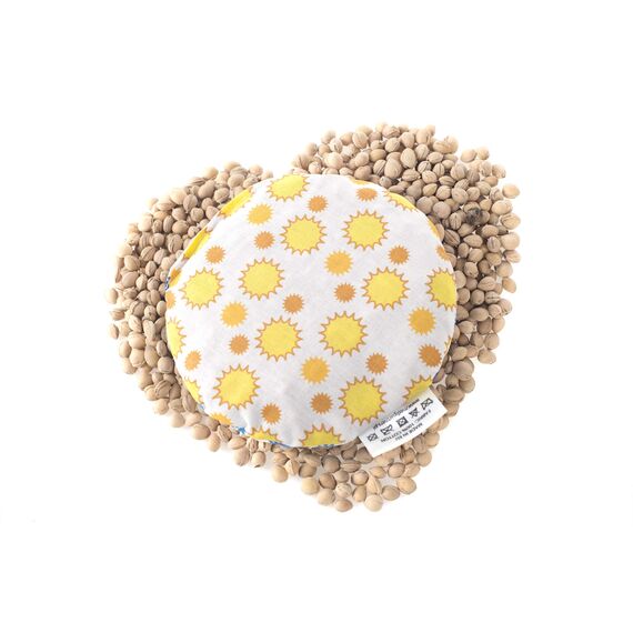 Medi Partners Kirschkernkissen Mikrowelle für Babys 180g rund 15cm Körnerkissen Wärmekissen 100% Baumwolle Öko Natur - Kirschkernkissen Wärme + Kältetherapie Massagetherapie (Schneeflocken/Sonnen)