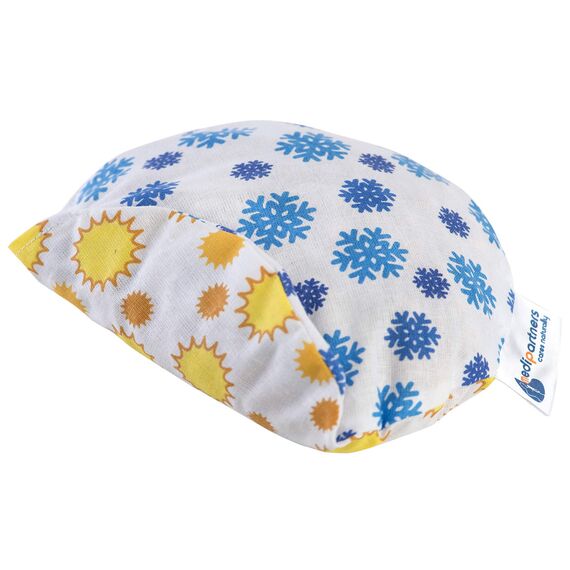 Medi Partners Kirschkernkissen Mikrowelle für Babys 180g rund 15cm Körnerkissen Wärmekissen 100% Baumwolle Öko Natur - Kirschkernkissen Wärme + Kältetherapie Massagetherapie (Schneeflocken/Sonnen)