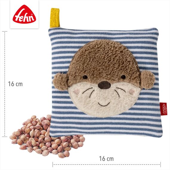 Fehn Kirschkernkissen Otter - Kuschelkissen mit entnehmbarem Wärme-/ Kältesäckchen - für Babys und Kleinkinder ab 0+ Monaten