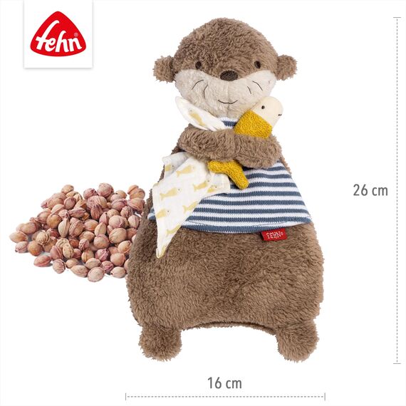 Fehn Wärmetier Otter – Wohltuendes Kuscheltier mit entnehmbarem Wärme- /Kältesäckchen – Körnerkissen für Babys und Kleinkinder ab der Geburt