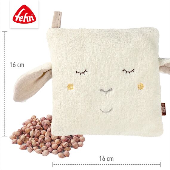Fehn Kirschkernkissen Schaf - Kuschelkissen mit entnehmbarem Wärme-/ Kältesäckchen - für Babys und Kleinkinder ab 0+ Monaten