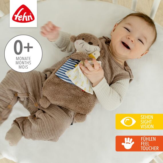 Fehn Wärmetier Otter – Wohltuendes Kuscheltier mit entnehmbarem Wärme- /Kältesäckchen – Körnerkissen für Babys und Kleinkinder ab der Geburt