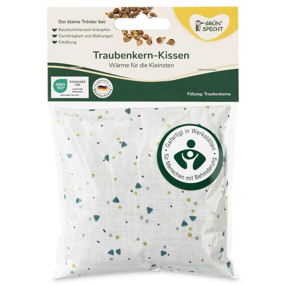 GRÜNSPECHT Traubenkern-Kissen 12x12cm, Wärmekissen für Babys & Kleinkinder, bei Blähungen & Bauchschmerzen