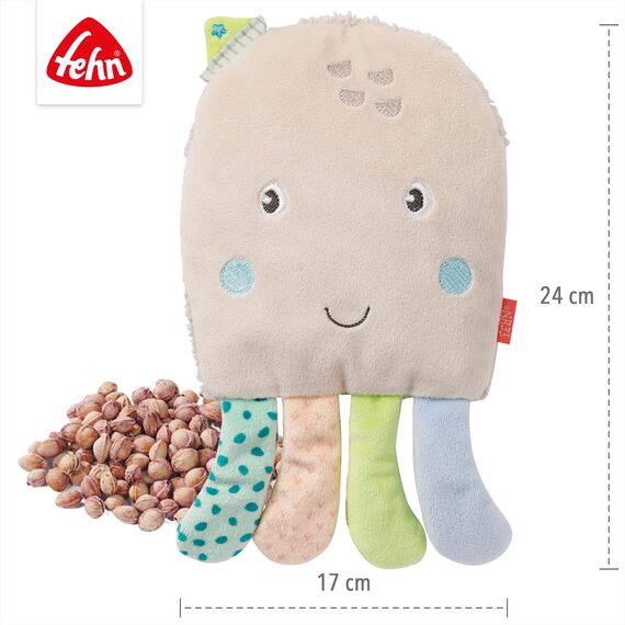 Fehn Kirschkernkissen Baby Oktopus - wohltuendes Wärmekissen und Kältekissen für Babys und Kinder ab 0+ Monaten - Körnerkissen für Backofen - Kirschkerne Kissen als Babygeschenk zur Geburt