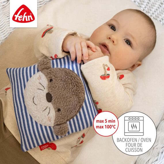 Fehn Kirschkernkissen Otter - Kuschelkissen mit entnehmbarem Wärme-/ Kältesäckchen - für Babys und Kleinkinder ab 0+ Monaten