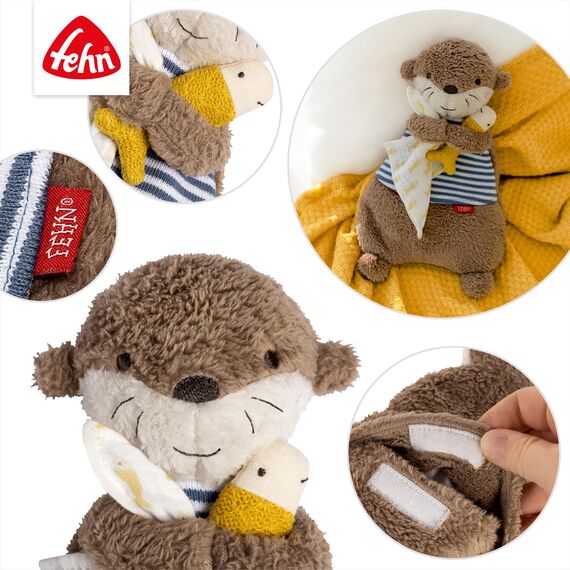 Fehn Wärmetier Otter – Wohltuendes Kuscheltier mit entnehmbarem Wärme- /Kältesäckchen – Körnerkissen für Babys und Kleinkinder ab der Geburt