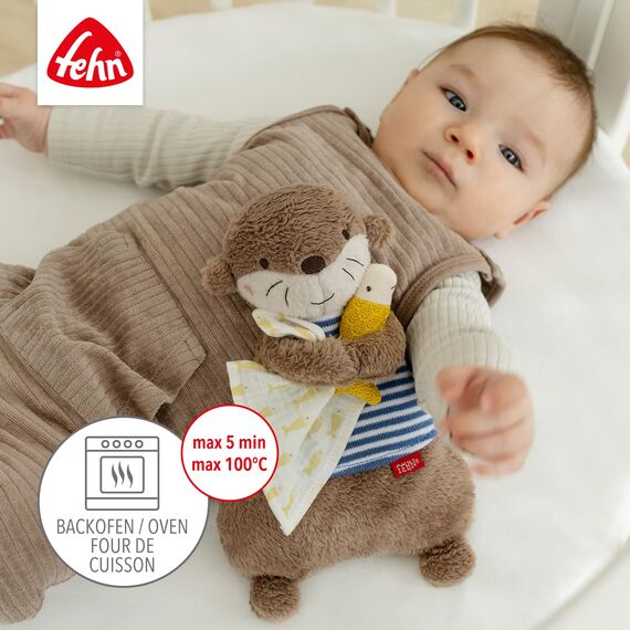 Fehn Wärmetier Otter – Wohltuendes Kuscheltier mit entnehmbarem Wärme- /Kältesäckchen – Körnerkissen für Babys und Kleinkinder ab der Geburt