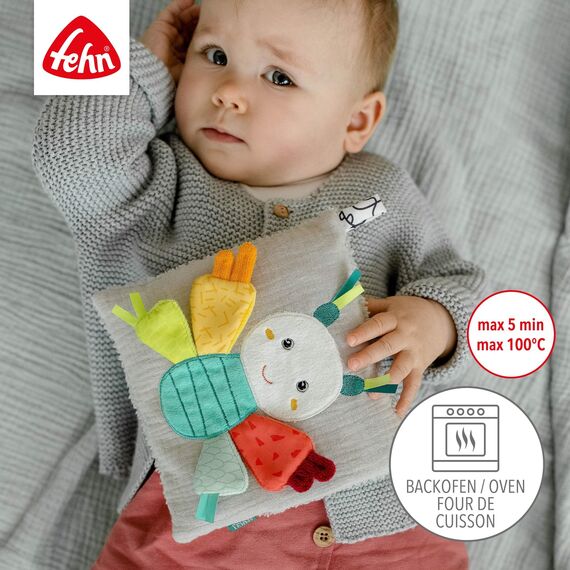 Fehn Kirschkernkissen Schmetterling – Wohltuendes Kuschelkissen mit entnehmbarem Wärme-/ Kältesäckchen – Körnerkissen für Babys und Kleinkinder ab 0+ Monaten