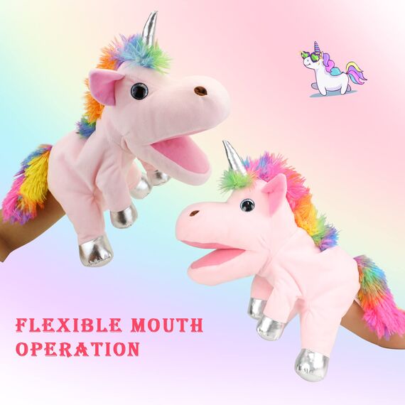 Einhorn Spielzeug Einhorn Handpuppe, Einhorn Kuscheltiere Handpuppen Einhorn Spielzeug für Mädchen, Puppen für Kinder Regenbogen Einhorn für Kinder Puppen für Erwachsene Einhorn Geschenke