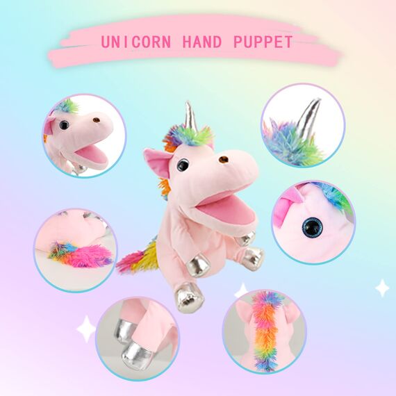 Einhorn Spielzeug Einhorn Handpuppe, Einhorn Kuscheltiere Handpuppen Einhorn Spielzeug für Mädchen, Puppen für Kinder Regenbogen Einhorn für Kinder Puppen für Erwachsene Einhorn Geschenke
