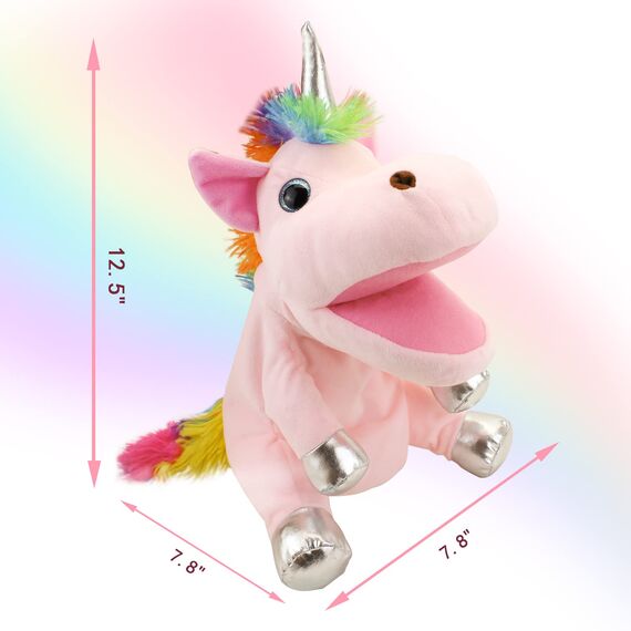 Einhorn Spielzeug Einhorn Handpuppe, Einhorn Kuscheltiere Handpuppen Einhorn Spielzeug für Mädchen, Puppen für Kinder Regenbogen Einhorn für Kinder Puppen für Erwachsene Einhorn Geschenke