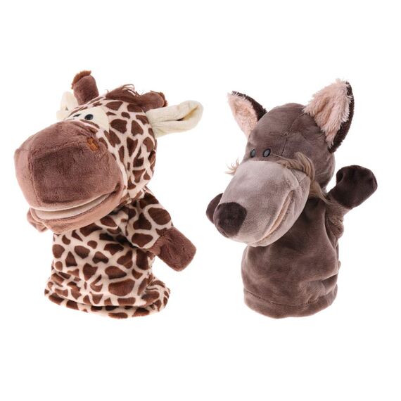 Sharplace Handpuppen Tierhandpuppen für Kinder Plüschtiere Erzählen Geschichte, Unterrichten, im Vorschulalter und als Geburtstagsgeschenk, Rollenspiel, Wolf Handpuppe + Giraffe Handpuppe