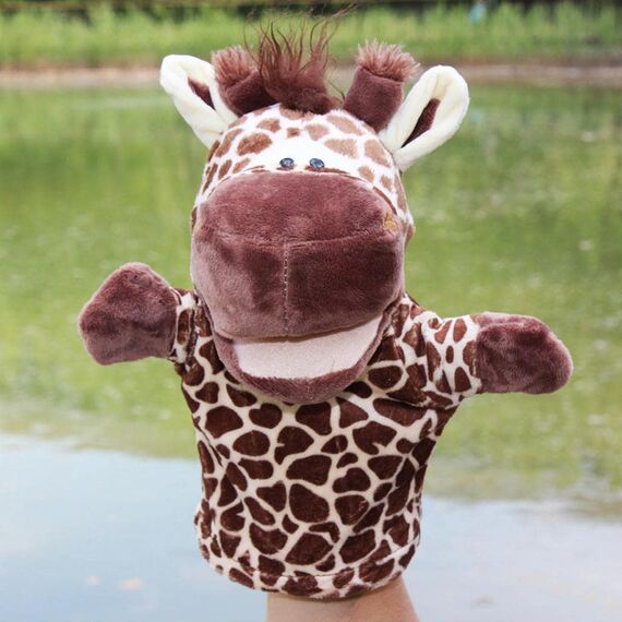 Sharplace Handpuppen Tierhandpuppen für Kinder Plüschtiere Erzählen Geschichte, Unterrichten, im Vorschulalter und als Geburtstagsgeschenk, Rollenspiel, Wolf Handpuppe + Giraffe Handpuppe