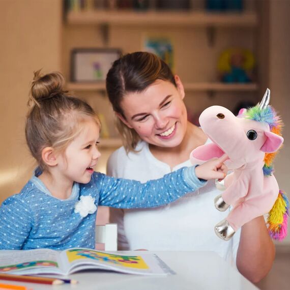 Einhorn Spielzeug Einhorn Handpuppe, Einhorn Kuscheltiere Handpuppen Einhorn Spielzeug für Mädchen, Puppen für Kinder Regenbogen Einhorn für Kinder Puppen für Erwachsene Einhorn Geschenke