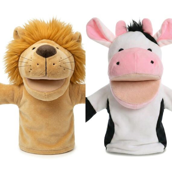 LOMTRATS Handpuppen für Kinder, Kleinkind enthält Wolf, Tiger, Löwe, AFFE und bewegliche offene Münder, perfekt zum Geschichtenerzählen, Unterrichten, im Vorschulalter und als Geburtstagsgeschenk