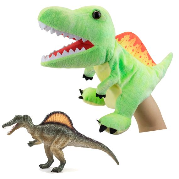 JUSTQUNSEEN Dinosaurier Handpuppen Dinosaurier Spielzeug, Dinosaurier Puppen für Kinder, Dinosaurier Kuscheltiere, Fingerpuppen, Geschenke, Dinosaurier Spielzeug ab 3 4 5 6