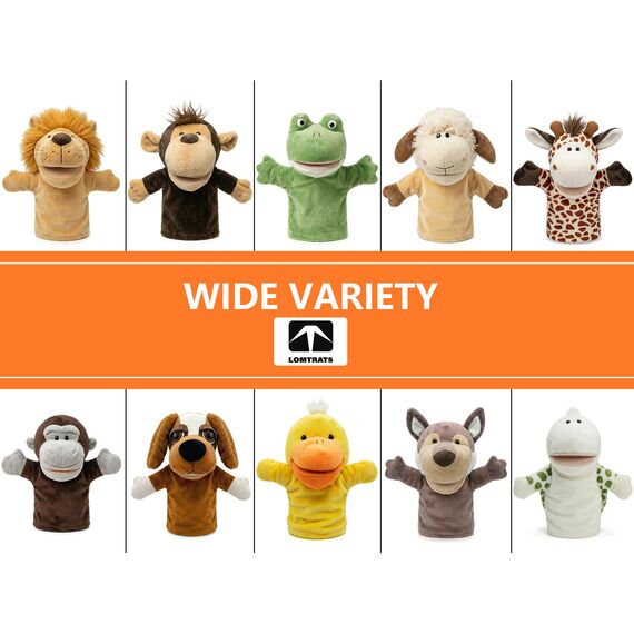 LOMTRATS Tierhandpuppen für Kinder, Kleinkind enthält Wolf, Tiger, Löwe, AFFE und bewegliche offene Münder, perfekt zum Geschichtenerzählen, Unterrichten, im Vorschulalter und als Geburtstagsgeschenk