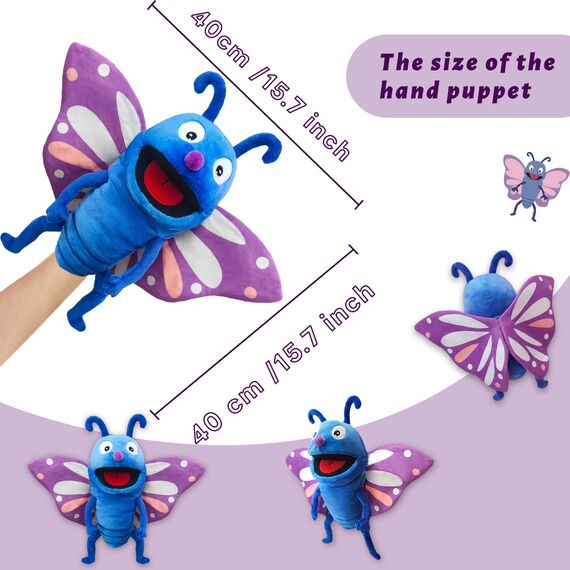 Diese Puppe ist eine Puppe mit richtigen Flauschigen händen und einem beweglichen Mund, die mit bikintpuppen, puppenpuppen und puppenspielen gefüllt ist