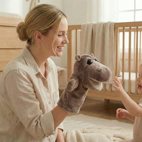 LOMTRATS Tierhandpuppen für Kinder, Kleinkind enthält Wolf, Tiger, Löwe, AFFE und bewegliche offene Münder, perfekt zum Geschichtenerzählen, Unterrichten, im Vorschulalter und als Geburtstagsgeschenk