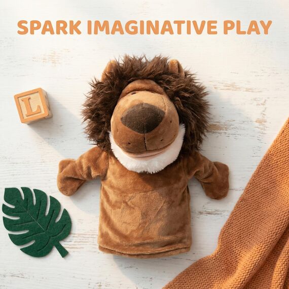 LOMTRATS Handpuppen für Kinder, Kleinkind enthält Wolf, Tiger, Löwe, AFFE und bewegliche offene Münder, perfekt zum Geschichtenerzählen, Unterrichten, im Vorschulalter und als Geburtstagsgeschenk