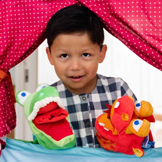 HABA Handpuppe Allesfresser-Monster – Mit beweglichen Augen und Kunststoffkugel als Monsterfutter – 39 cm groß, perfekt für Puppentheater – Ab 1,5 Jahren – 2011706001