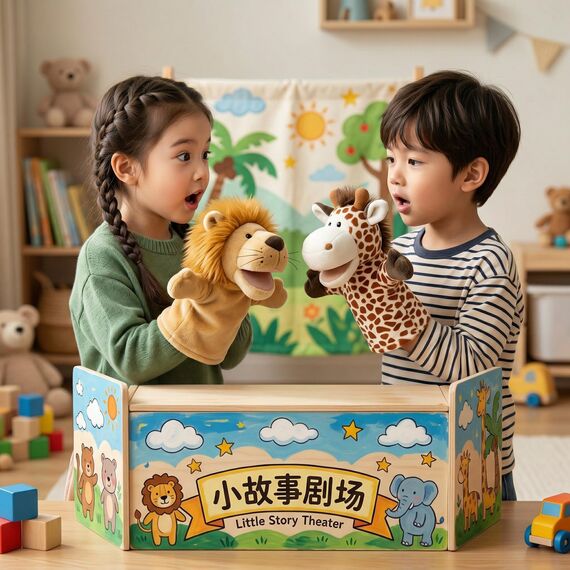 LOMTRATS Handpuppen für Kinder, Kleinkind enthält Wolf, Tiger, Löwe, AFFE und bewegliche offene Münder, perfekt zum Geschichtenerzählen, Unterrichten, im Vorschulalter und als Geburtstagsgeschenk