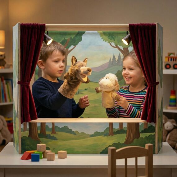 LOMTRATS Handpuppen für Kinder, Kleinkind enthält Wolf, Tiger, Löwe, AFFE und bewegliche offene Münder, perfekt zum Geschichtenerzählen, Unterrichten, im Vorschulalter und als Geburtstagsgeschenk