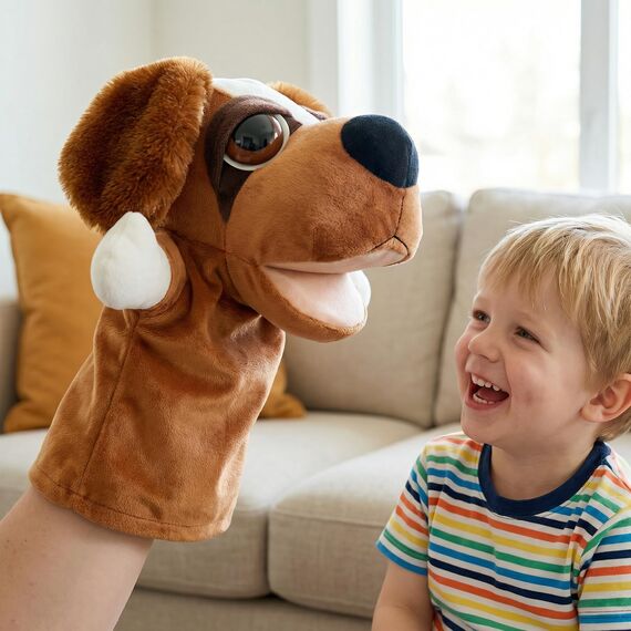 LOMTRATS Tierhandpuppen für Kinder, Kleinkind enthält Wolf, Tiger, Löwe, AFFE und bewegliche offene Münder, perfekt zum Geschichtenerzählen, Unterrichten, im Vorschulalter und als Geburtstagsgeschenk