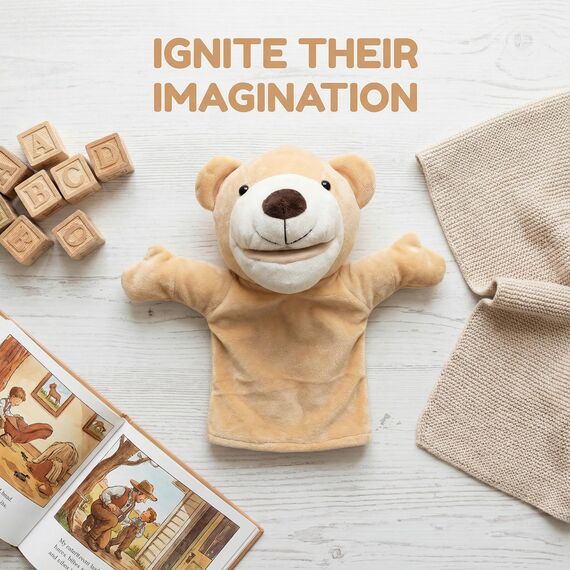 LOMTRATS Handpuppen für Kinder, Kleinkind enthält Wolf, Tiger, Löwe, AFFE und bewegliche offene Münder, perfekt zum Geschichtenerzählen, Unterrichten, im Vorschulalter und als Geburtstagsgeschenk