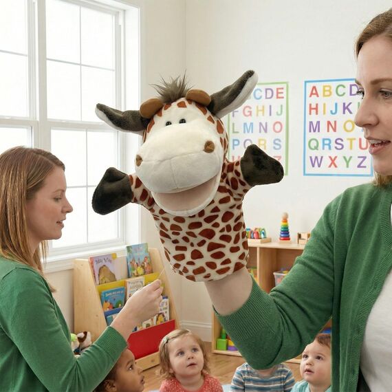 LOMTRATS Tierhandpuppen für Kinder, Kleinkind enthält Wolf, Tiger, Löwe, AFFE und bewegliche offene Münder, perfekt zum Geschichtenerzählen, Unterrichten, im Vorschulalter und als Geburtstagsgeschenk