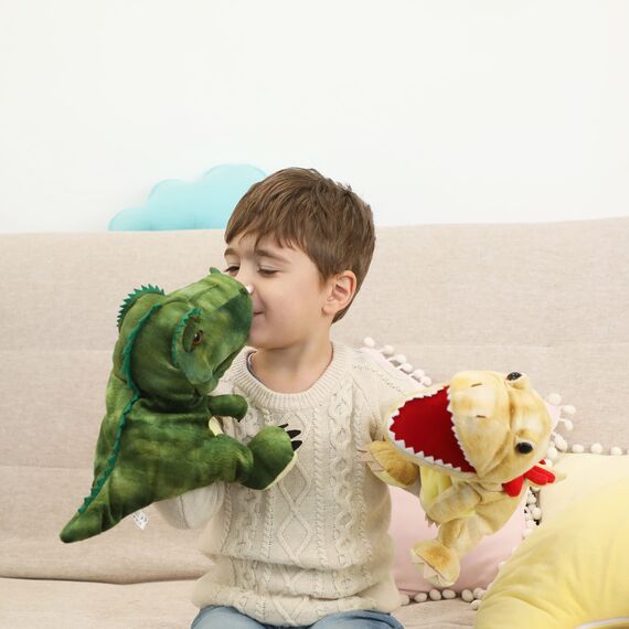 JUSTQUNSEEN Dinosaurier Handpuppen Dinosaurier Spielzeug, Dinosaurier Puppen für Kinder, Dinosaurier Kuscheltiere, Fingerpuppen, Geschenke, Dinosaurier Spielzeug ab 3 4 5 6
