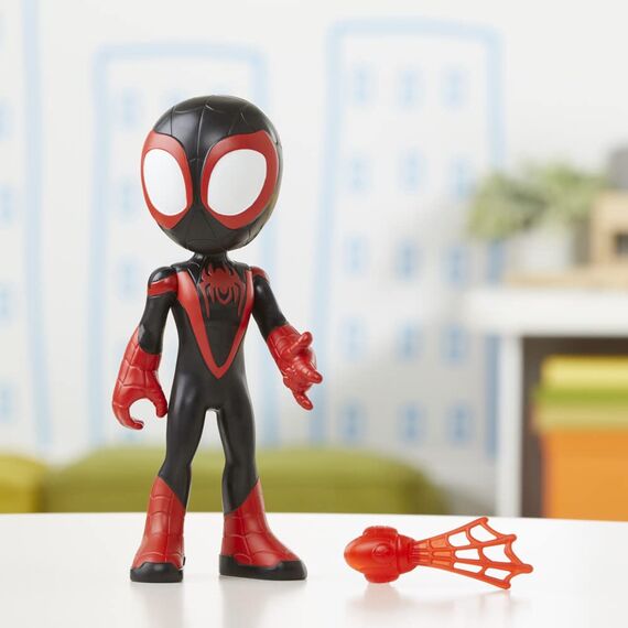 Marvel Spidey und Seine Super-Freunde – 22,5 cm Supergroße Miles Morales Action-Figur mit beweglichem Kopf & Armen, Web-Zubehör – Vorschulspielzeug für Kinder ab 3 Jahren – Bekannt aus Disney+