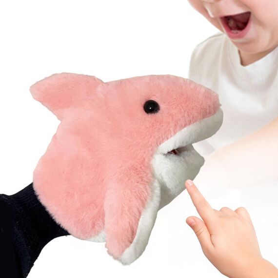 Sharplace Handpuppen Tierhandpuppen für Kinder Plüschtiere Erzählen Geschichte, Unterrichten, im Vorschulalter und als Geburtstagsgeschenk, Rollenspiel, Rosa Hai Handpuppe