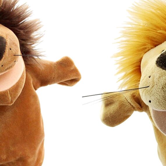 Sharplace Handpuppen Tierhandpuppen für Kinder Plüschtiere Erzählen Geschichte, Unterrichten, im Vorschulalter und als Geburtstagsgeschenk, Rollenspiel, Löwe + Gelber Löwe