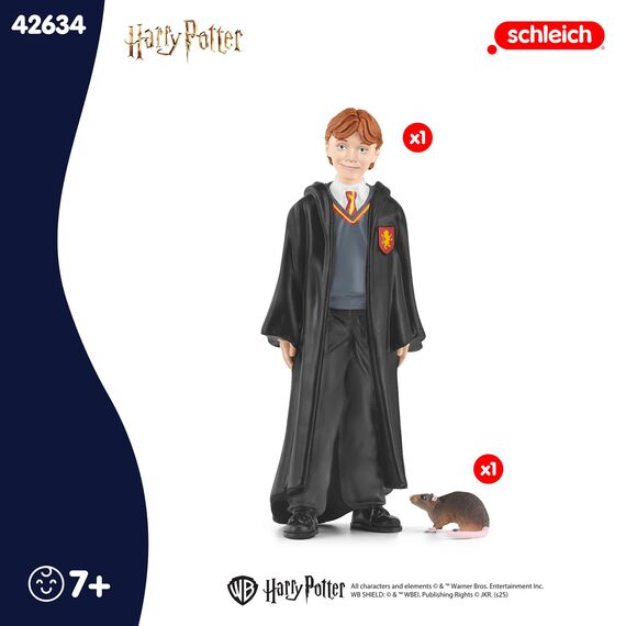 SCHLEICH Harry Potter | Ron Weasley & Krätze 42634 | Sammelfiguren Set mit Zauberlehrling & Ratte | Sammelfigur & Geschenkidee für Fans und Kinder | Spielfiguren ab 6 Jahren | 2-teiliges Set