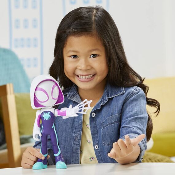 Marvel Spidey und Seine Super-Freunde – 22,5 cm supergroße Ghost-Spider Action-Figur mit beweglichem Kopf & Armen, Web-Zubehör, für Kinder ab 3 Jahren, bekannt aus Disney+