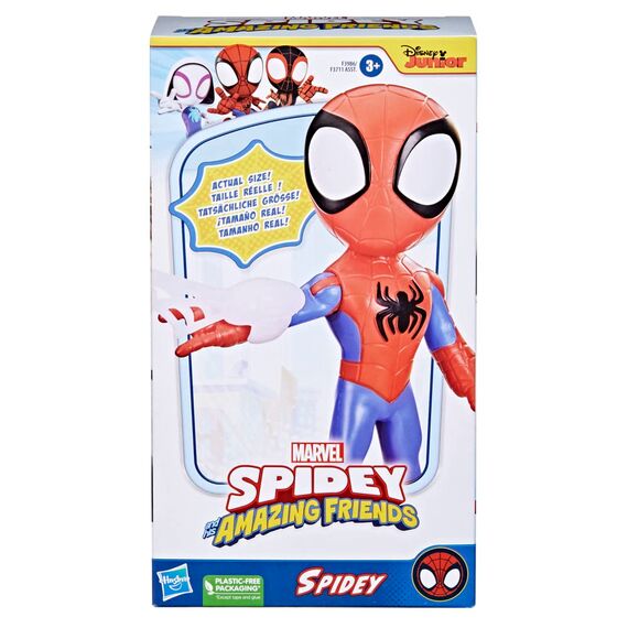 Marvel Spidey und Seine Super-Freunde – 22,5 cm Supergroße Spidey Action-Figur aus Disney+ mit beweglichem Kopf & Armen, Web-Zubehör, Spielzeug für Kinder ab 3 Jahren