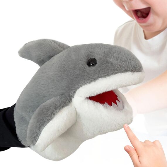 Sharplace Handpuppen Tierhandpuppen für Kinder Plüschtiere Erzählen Geschichte, Unterrichten, im Vorschulalter und als Geburtstagsgeschenk, Rollenspiel, Grau Hai Handpuppe