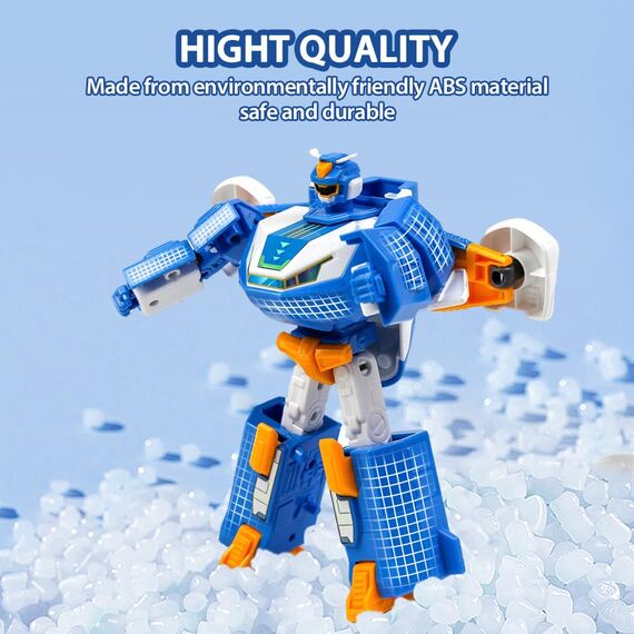 Super Wings 2-in-1 Mini World Aircraft Verwandlungsroboter mit Licht- und Soundeffekten, Transformer-Spielzeug für Mädchen und Jungen ab 3 Jahren, blau