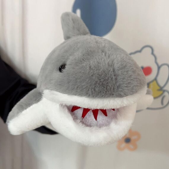 Sharplace Handpuppen Tierhandpuppen für Kinder Plüschtiere Erzählen Geschichte, Unterrichten, im Vorschulalter und als Geburtstagsgeschenk, Rollenspiel, Grau Hai Handpuppe