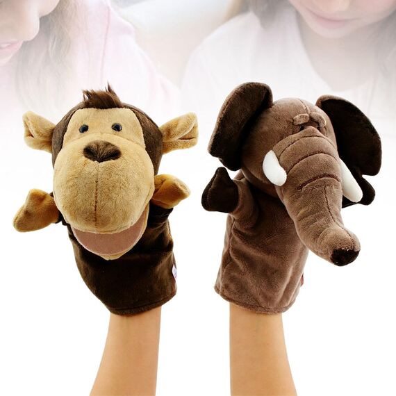 Sharplace Handpuppen Tierhandpuppen für Kinder Plüschtiere Erzählen Geschichte, Unterrichten, im Vorschulalter und als Geburtstagsgeschenk, Rollenspiel, Elefantenaffe