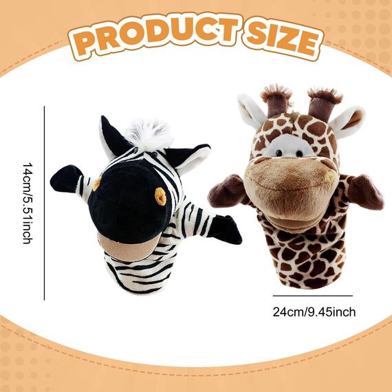Sharplace Handpuppen Tierhandpuppen für Kinder Plüschtiere Erzählen Geschichte, Unterrichten, im Vorschulalter und als Geburtstagsgeschenk, Rollenspiel, Giraffe + Zebra