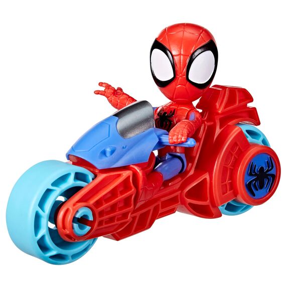SPIDEY AND HIS AMAZING FRIENDS Marvel Spidey Figur mit Motorrad, Spielzeug für Jungs und Mädchen ab 3 Jahren