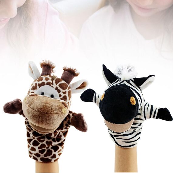 Sharplace Handpuppen Tierhandpuppen für Kinder Plüschtiere Erzählen Geschichte, Unterrichten, im Vorschulalter und als Geburtstagsgeschenk, Rollenspiel, Giraffe + Zebra